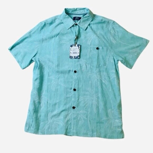 NWT Havana Jim Mens Tropical Palm Print Camp Shirt Size Medium - Picture 1 of 5